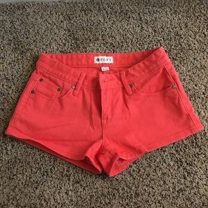 Peach Roxy low rise denim shorts